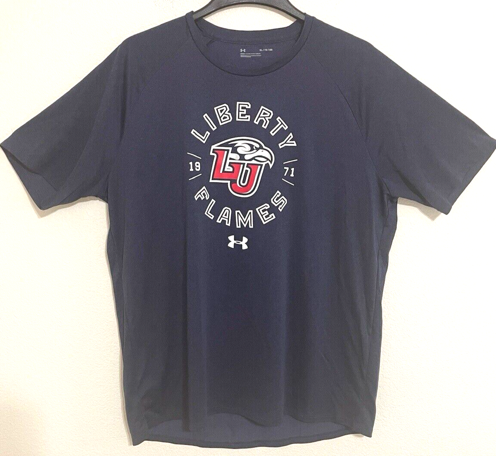 Liberty University Flames Under Armour Short Sleeve T-Shirt Men's XL Navy Blue