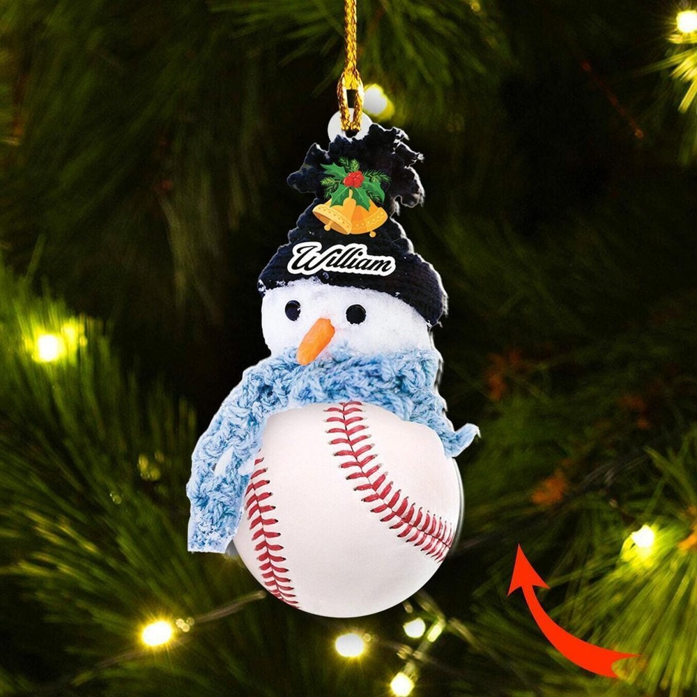 Baseball Snowman Christmas Acrylic Ornament Gift  Baseball Lover Ornament  Baseb
