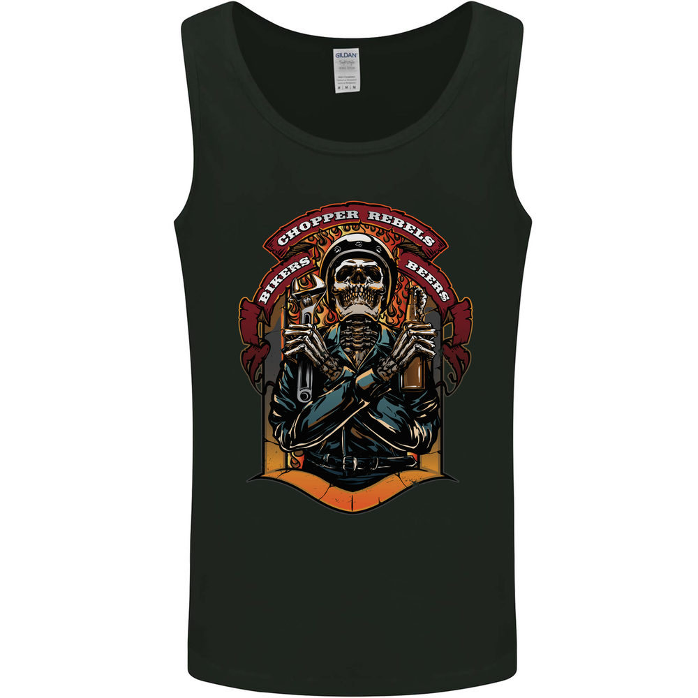 Motorbike Chopper Rebels Bikers Beers Mens Vest Tank Top
