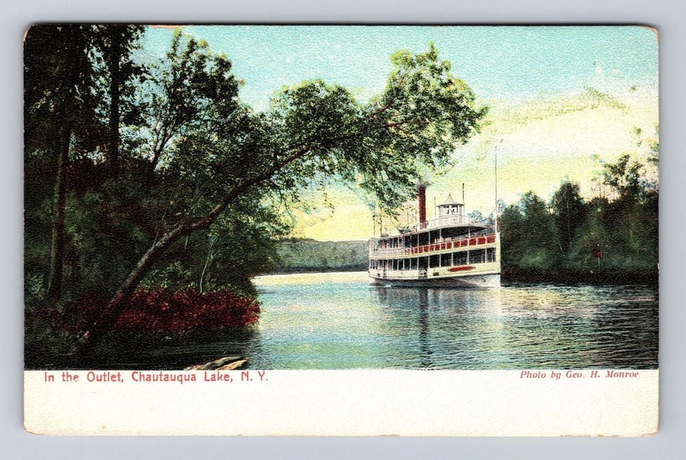 Chautauqua Lake NY-New York, In The Outlet, Antique, Vintage Souvenir Postcard