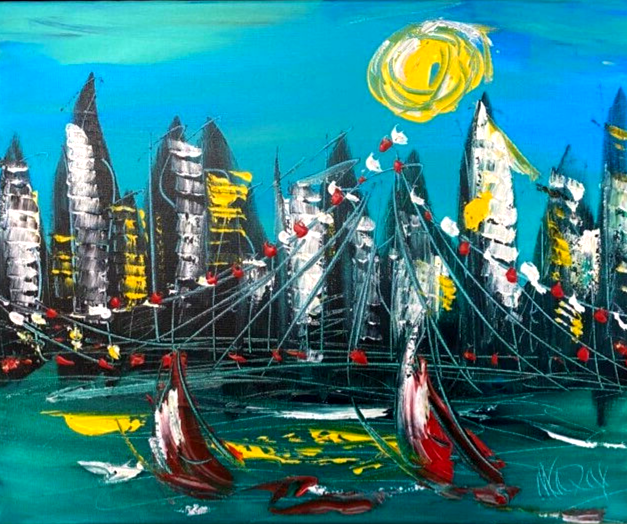 CITYSCAPE  by Mark Kazav Original Oil Painting Wall  Impressionism H9009Y