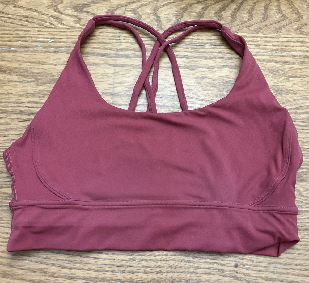 Lululemon Maroon Red Crossed Straps Sports Bra Size M/L Medium Support