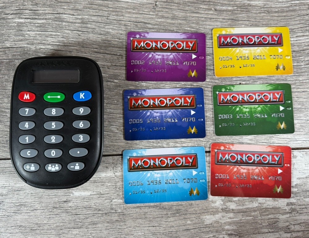 2011 Monopoly Electronic Banking Banker Unit &Six (6) Debit Cards Tested Working
