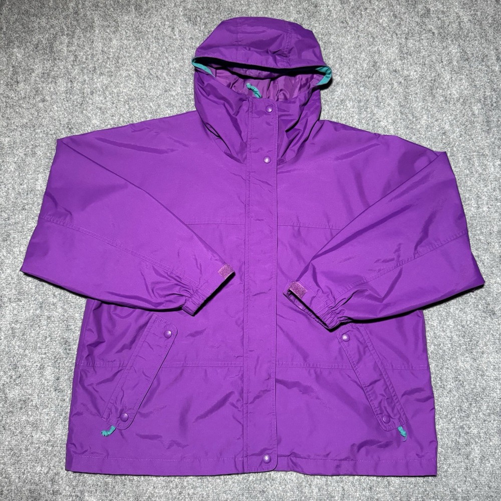 Vintage Eddie Bauer Jacket Mens XL Purple Teal Gore-Tex Hooded Rain Coat 90s