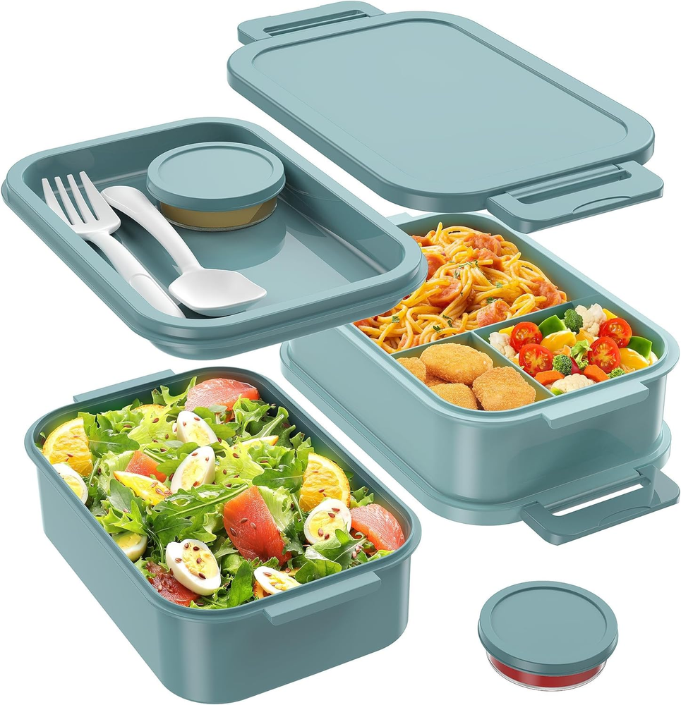 Bento Box Adult Lunch Box - 72Oz Stackable Bento Lunch Box for Adults, 3 Layers