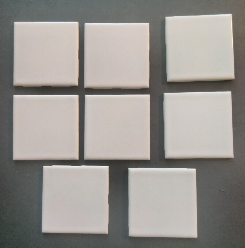 (8) White Glossy Ceramic Square Tiles by Lamosa Mexico 4-1/4