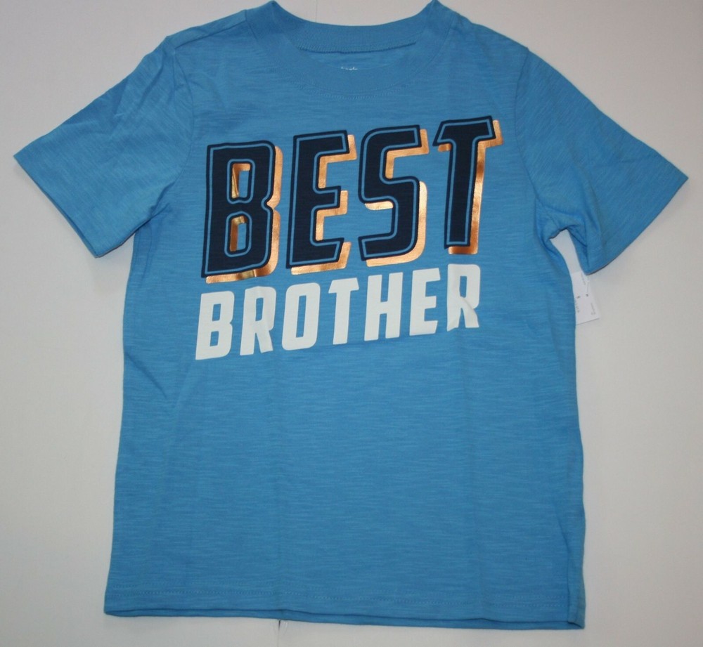 New Carter's Boys 5 year BIG BROTHER Graphic Tee Top Best Brother Blue Short Sle-image