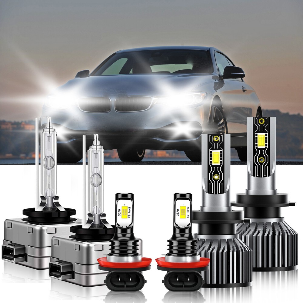 LED Headlight + Fog Light Bulbs Combo 6500K white kit For BMW 435i 2016-2016
