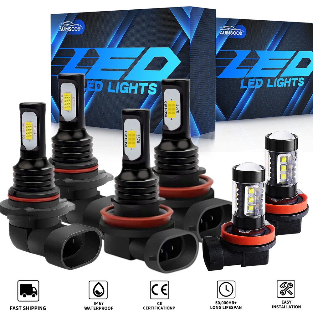 6x Car LED Lights For Toyota Prius 2010 2011 Headlight + Fog Light Bulbs Kit
