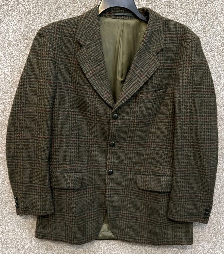 Magee Hand Woven Donegal Dew Tweed Houndstooth Coat Blazer Jacket Size 40R