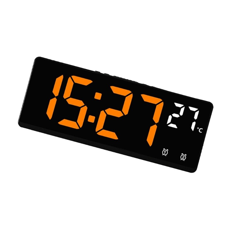 Large Digital Alarm Clock with Temperature Display for Travel & Bedside