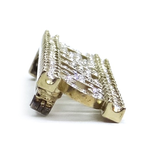 Chanel gold metal logo rhinestone pin brooch C22S 623344