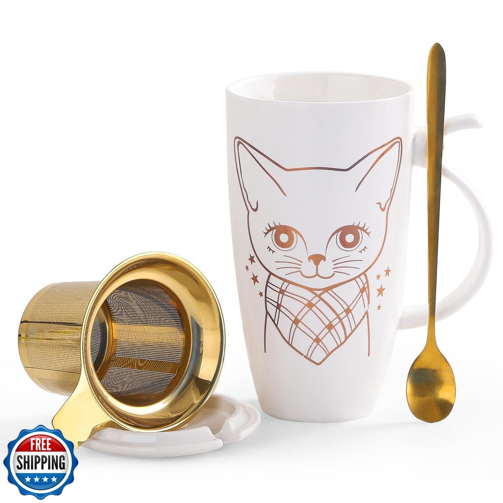 DELARLOCHEF 20oz Tea Mug with Infuser Lid - Microwave and Dishwasher Safe