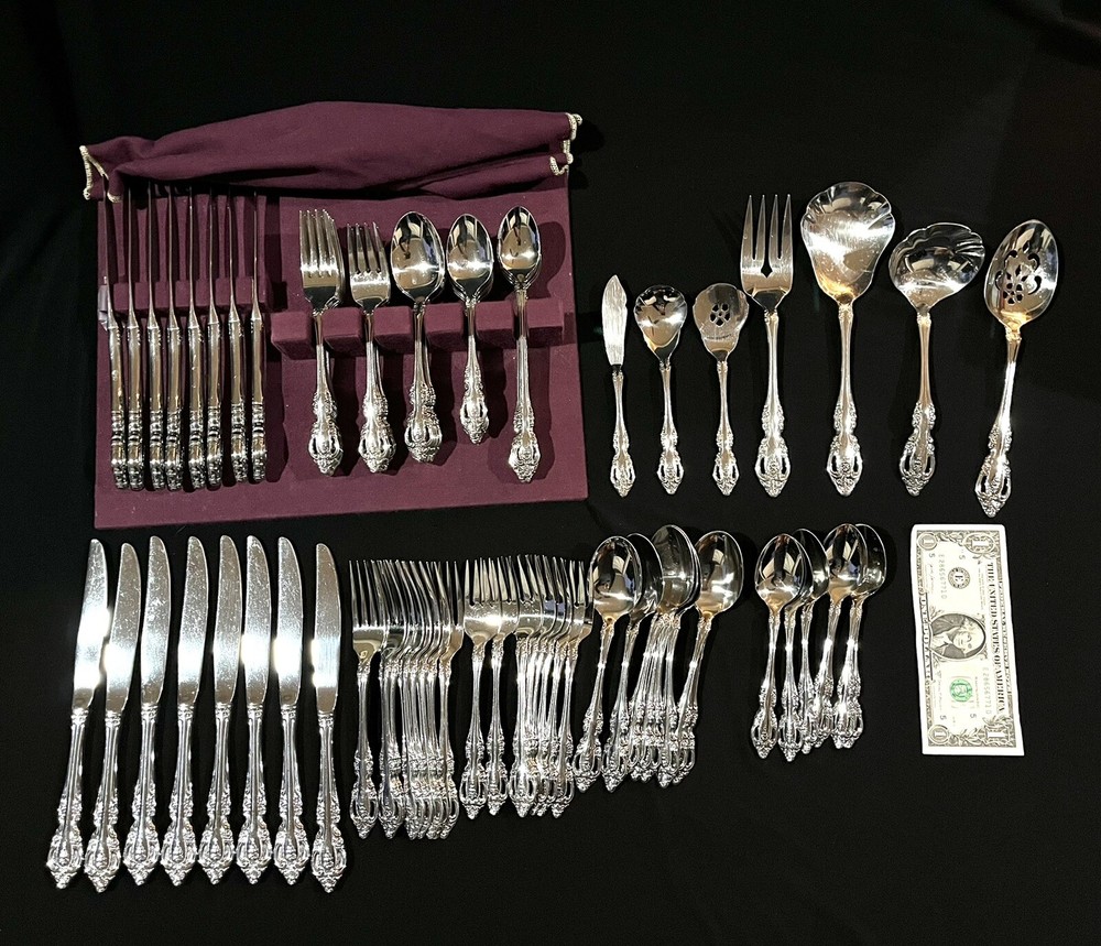 95 Pieces ONEIDA Community Stainless Steel BRAHMS Floral Tip Flatware Lot USA