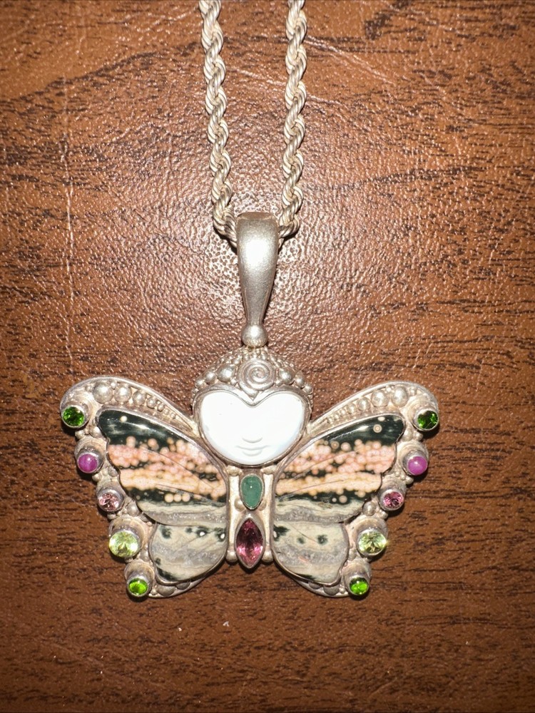 Vintage Sajen Sterling Silver 925 Butterfly Necklace Pendant