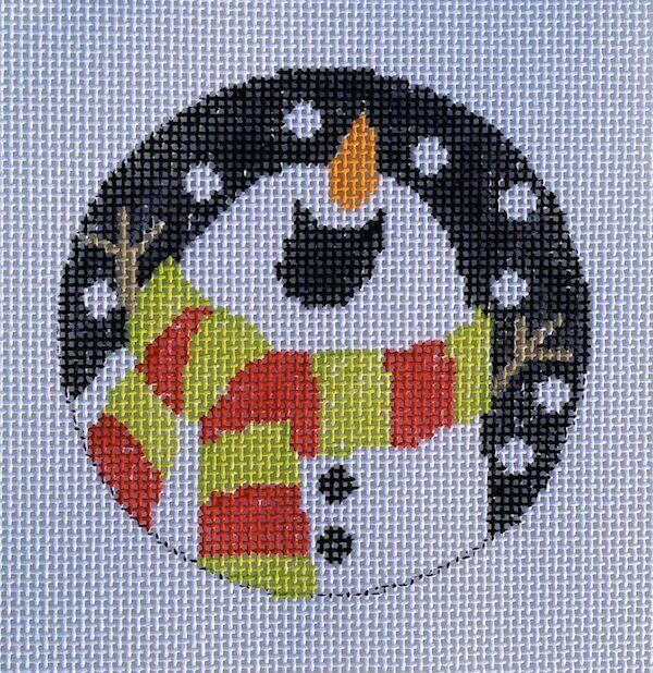 Let it Snow Snowman Ornament Hand Painted Needlepoint Canvas
