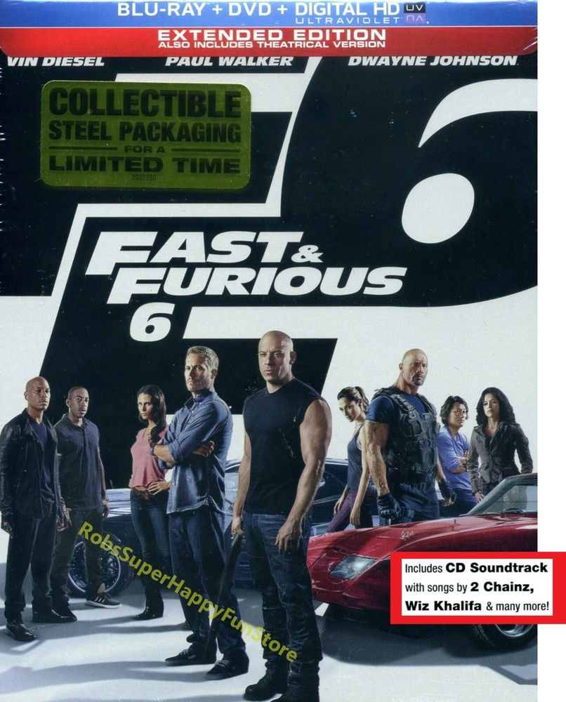 Fast & Furious 6 - Extended Edition - Limited Time Steelbook - CD Soundtrack!-image