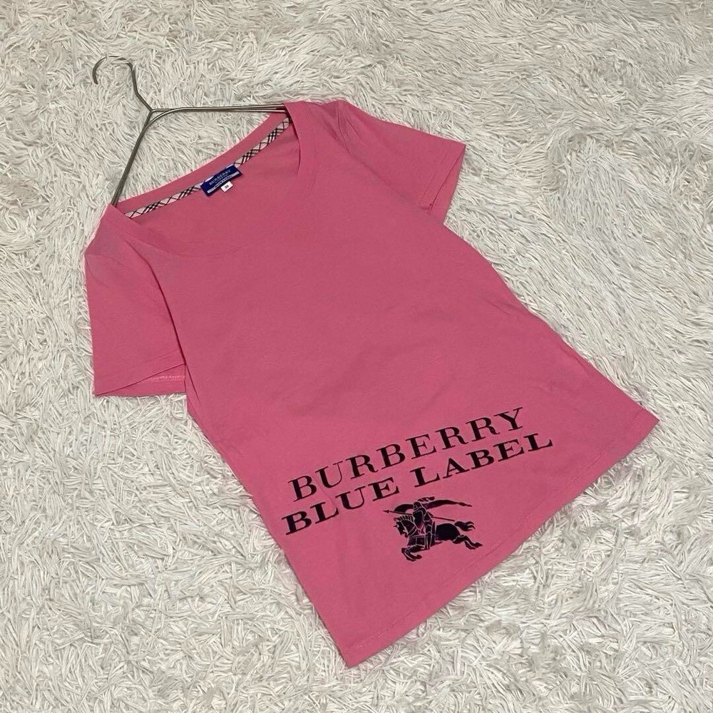 Burberry Blue Label Short Sleeve T-Shirt Tops Logo Pink Women Size 38/S-M Used