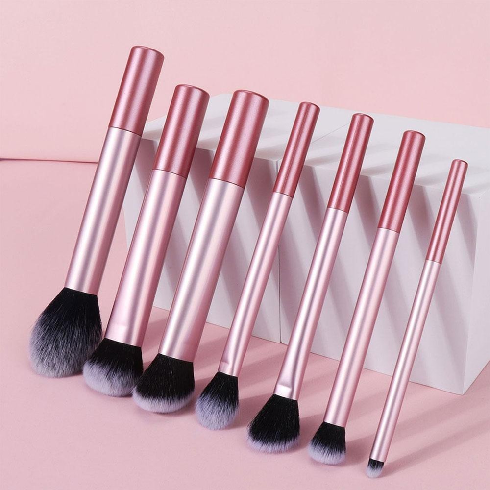 7 Pink Professional Makeup Brush Set Foundation Powder Blush Brushes Kit X6B4 #е