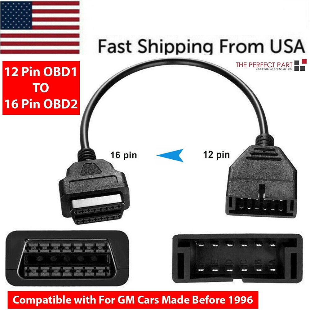 12 Pin OBD1 To 16 Pin OBD2 Convertor Adapter Cable For GM Diagnostic Scanner US