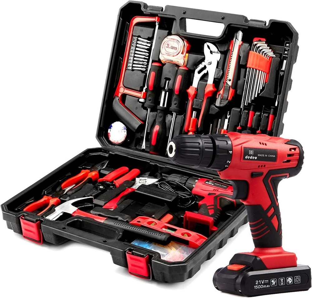110-Piece Dedeo Cordless Hammer Drill Tool Kit for Household DIY Projects
