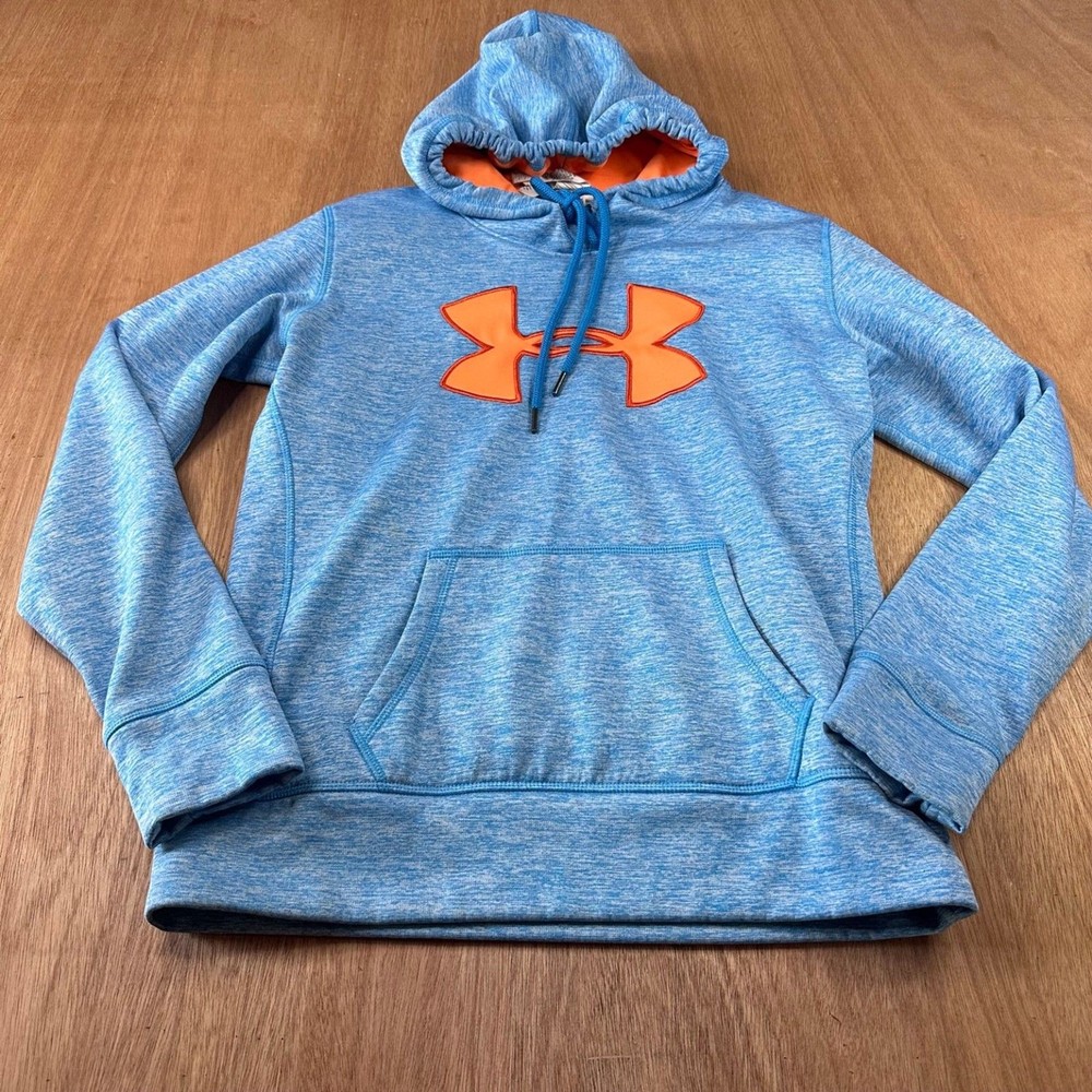 Under Armour ColdGear Hoodie Blue Orange Logo Women’s Small