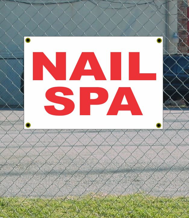 2x3 Nail Spa Red & White Banner Sign New Discount Size Price Free Shipping Available