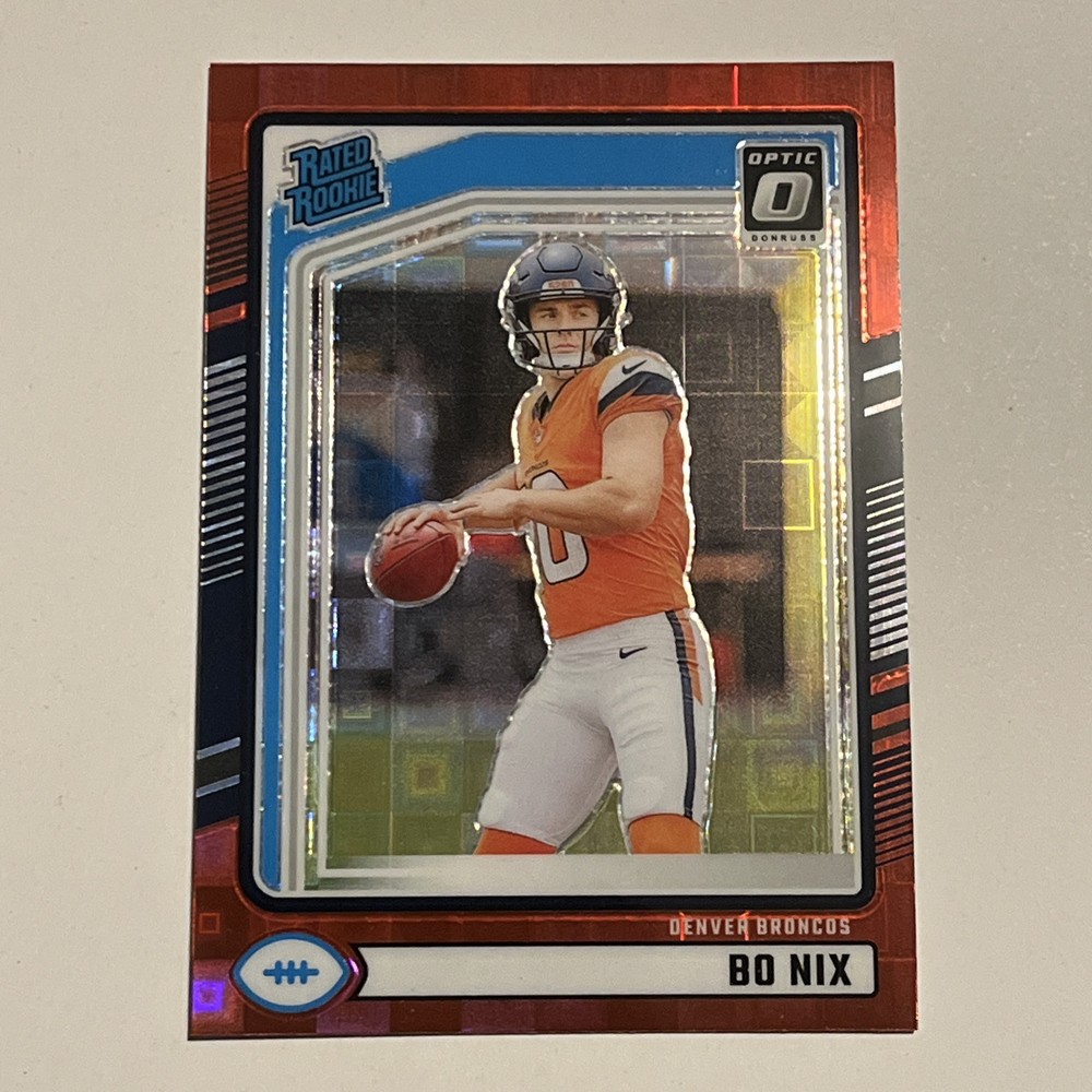 Bo Nix 2024 Optic Preview Red Pandora Prizm SP #369 Rookie Card GEM