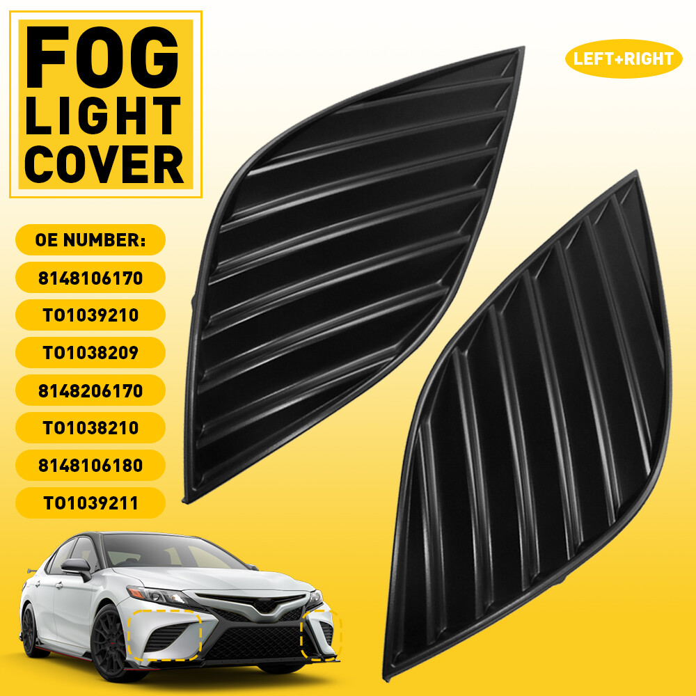 2018-2021 Toyota Camry Left Right Front Bumper Fog Light Cover Pair  