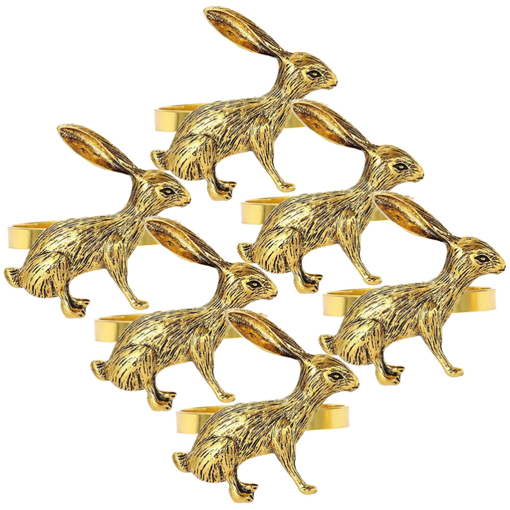 6 Unique Rabbit Napkin Rings for Easter Banquet Table Decor