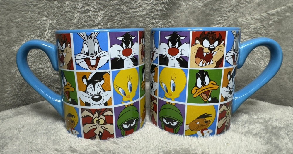 Looney Tunes 14 oz Ceramic Coffee Mug Set of 2 with Character Collage Design