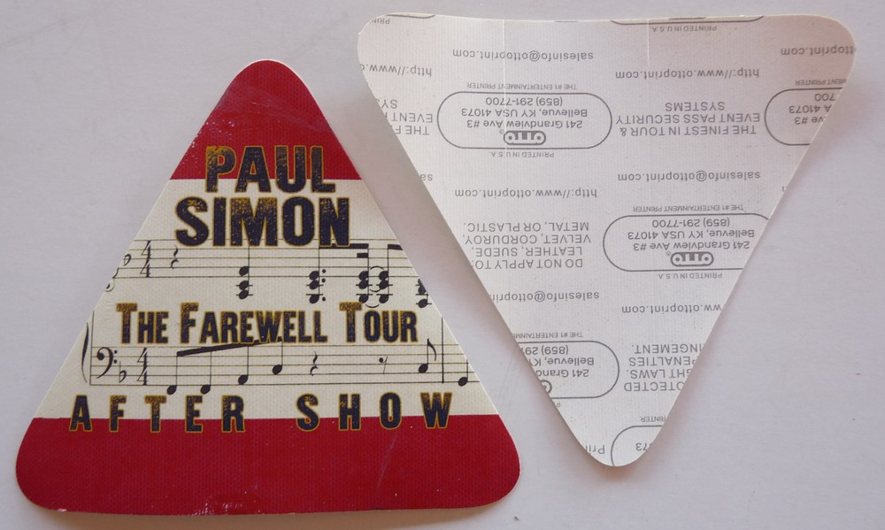 Paul Simon 2018 Farewell Tour Concert Tour Red After Show Backstage Pass