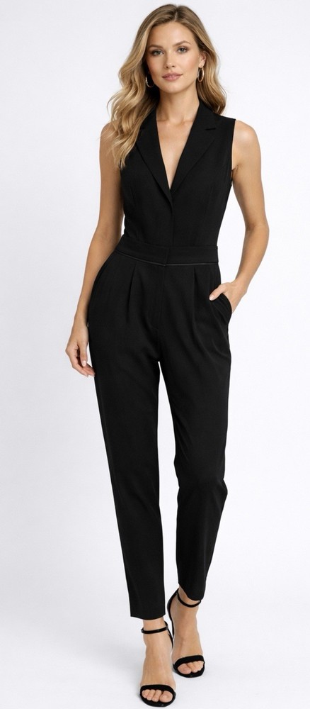 A.L.C. Tailored Jumpsuit Drop Waist V Neck Open Back Size 2 Pockets