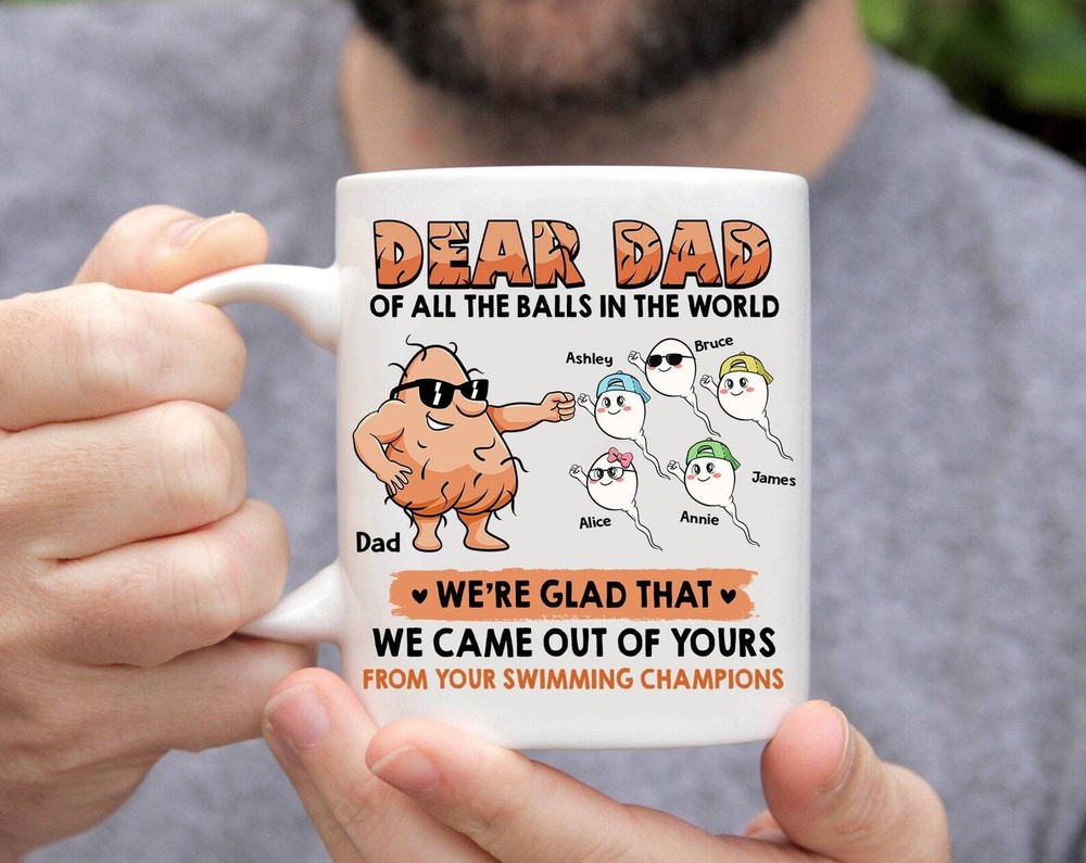 Funny Fathers Day Mug Funny Sperm Mug Dad Of All The Balls Fathers Day Mug Funny-image