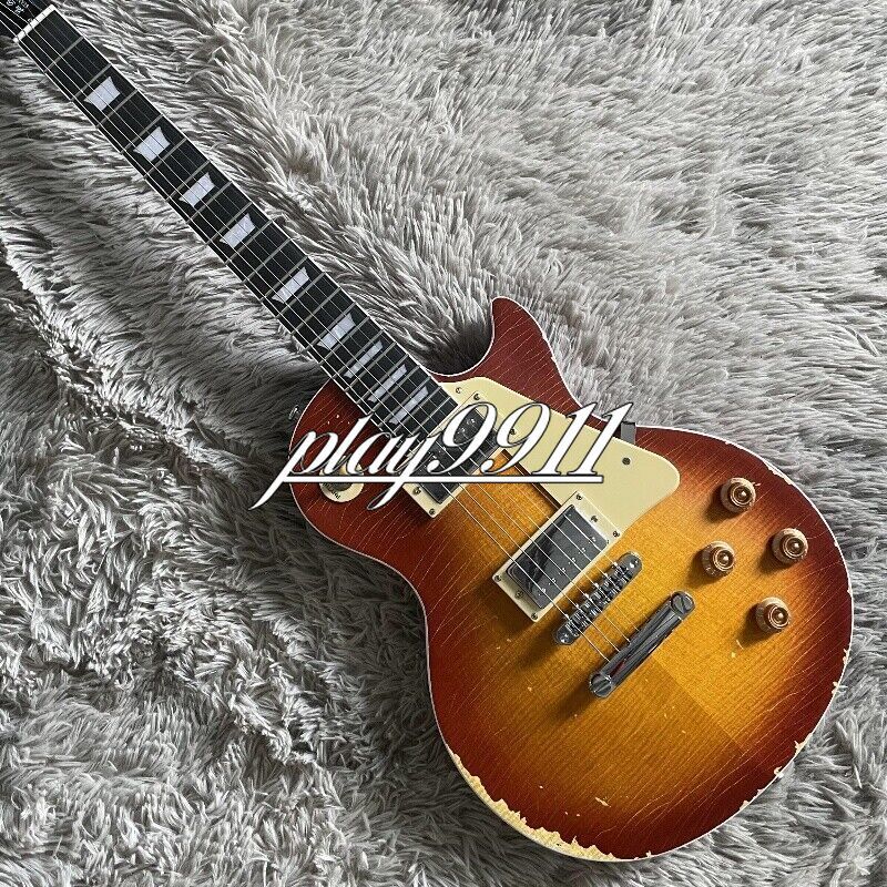 Vintage Sunburst LP Standard 50s Electric Guitar Relic Yellow Pick Guard