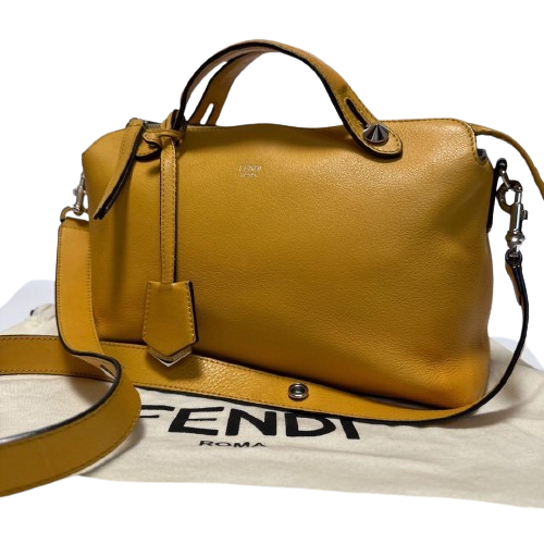 [Authentic Used W Dust Bag] FENDI By The Way Logo Charm Shoulder Hand Bag Yellow