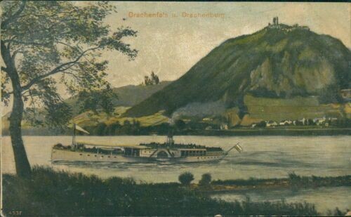 Ansichtskarte Drachenfels und Drachenburg Dampfer um 1910 (Nr.9365)