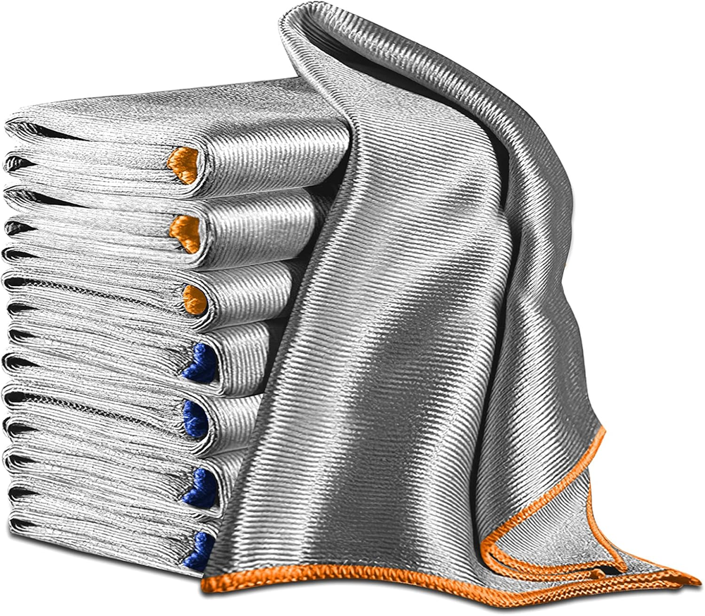 Streak Free 8-Pack Microfiber Cleaning Cloths 12x16 Easy Wash Miracle Cloth