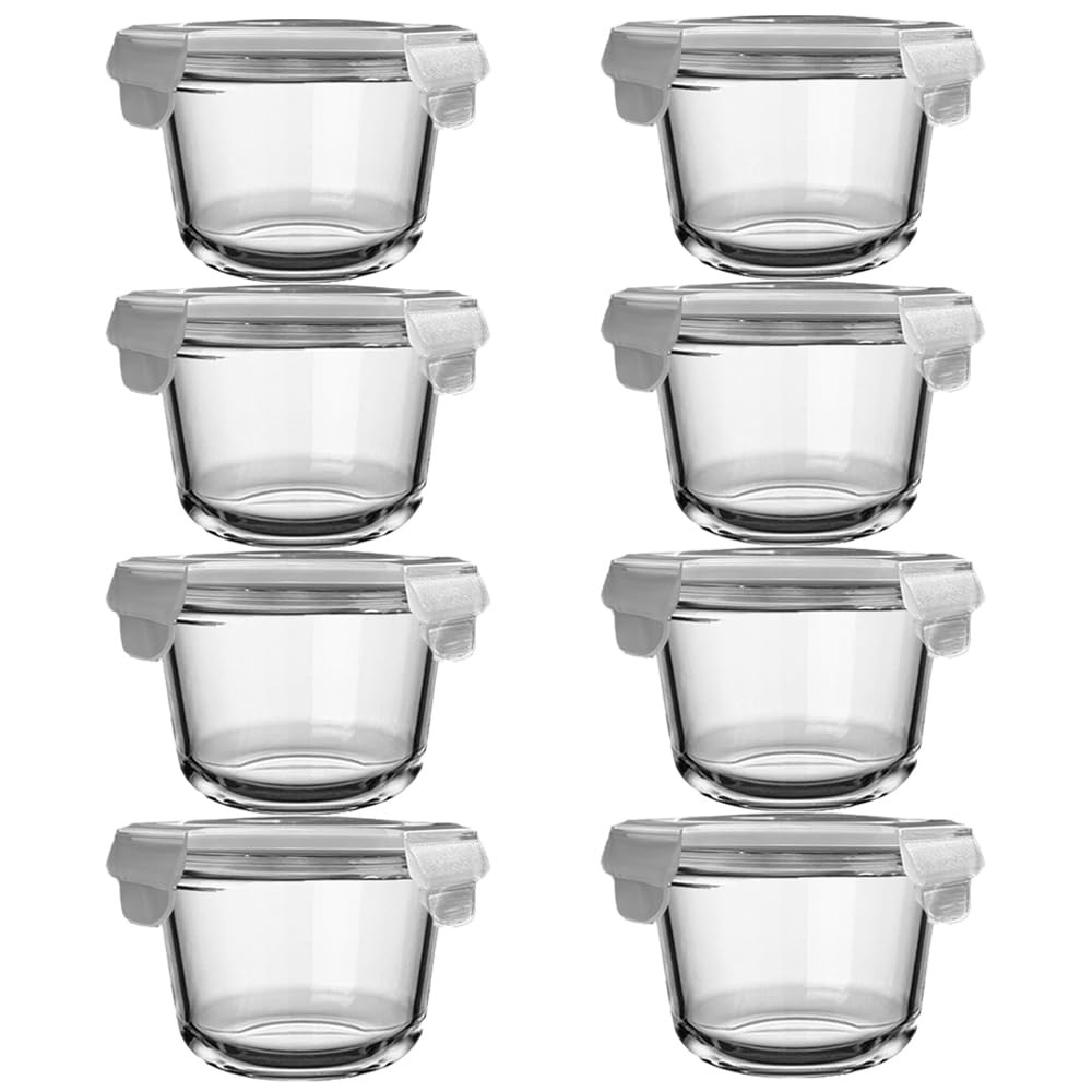 8-Piece Round Glass Food Storage Containers with Airtight Lids