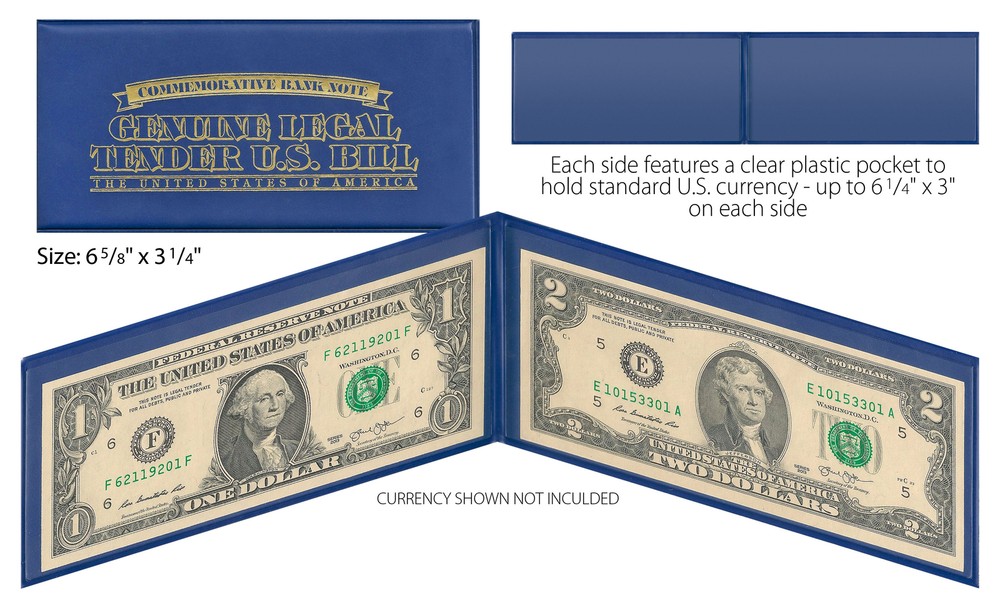 BLUE Premium Display Protection Folio for CURRENCY / BILL / PAPER MONEY (QTY 3)