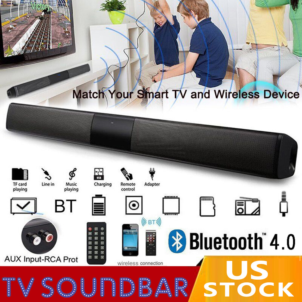 Bluetooth Sound Bar Wireless TV Soundbar RCA Home Theater With 4 Speakers System