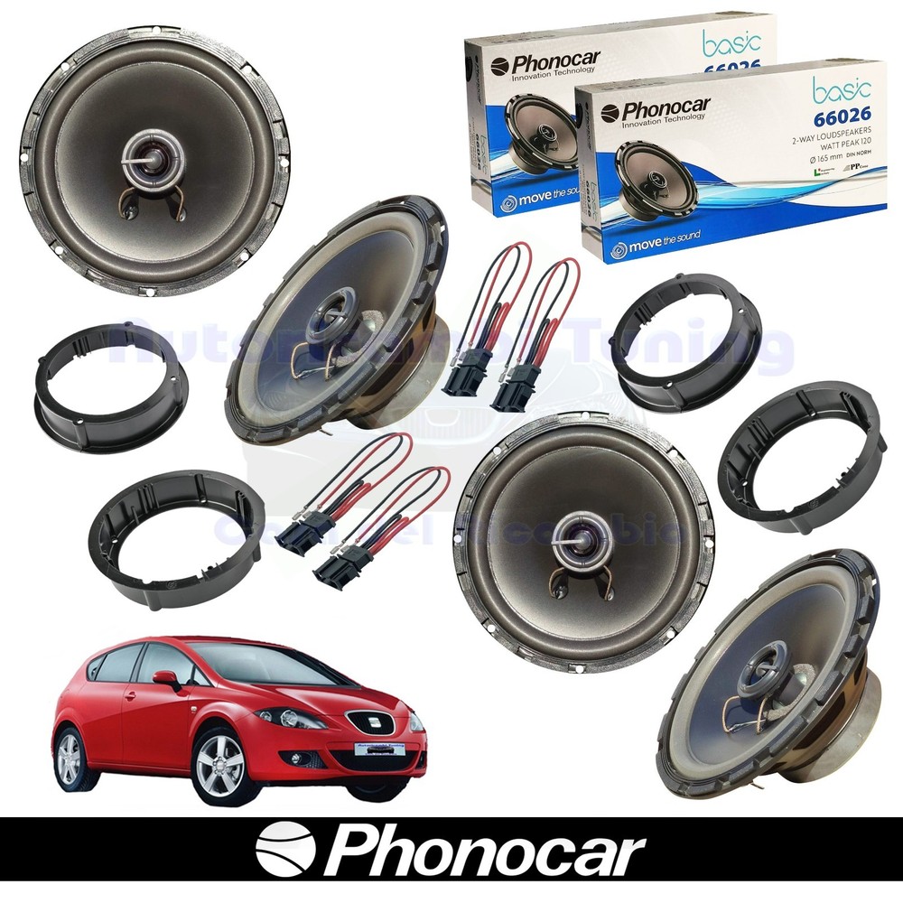 PHONOCAR 66026 165mm 60w Coaxial Ant + Post Speakers for Seat Leon