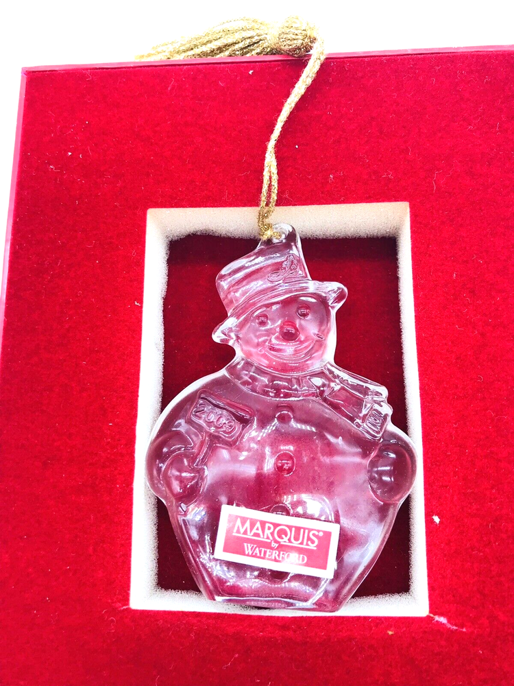 Waterford Crystal Marquis Snowman Ornament 3 Inch with Gold Tassel 2010