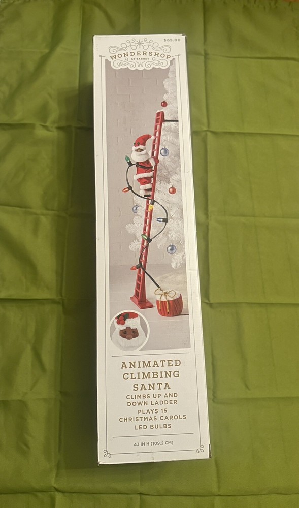 Animated Electric Climbing Ladder  Tan-Skinned  Santa Claus Christmas Decor