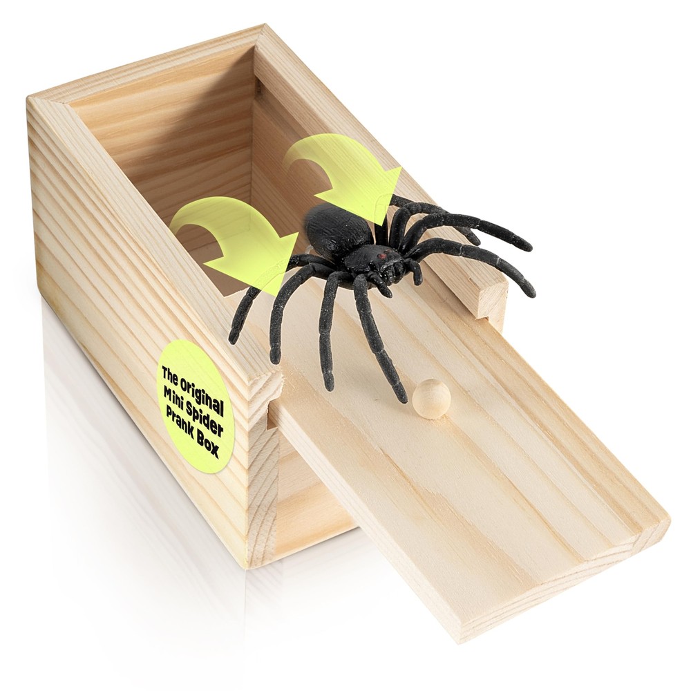 Mini Spider Prank Box - Surprise Wooden Gag Gift, Perfect for Birthday, Chris...