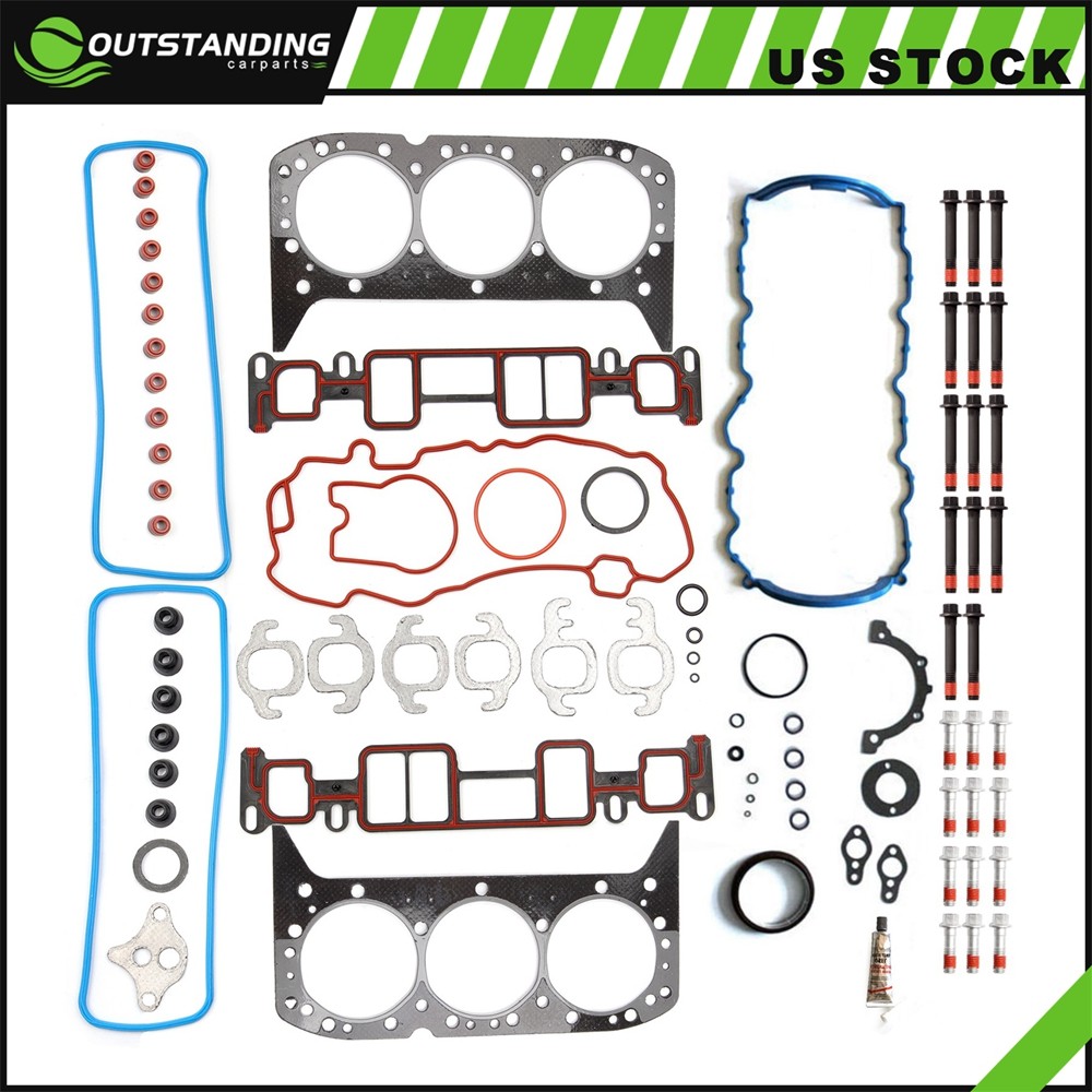 Full Gasket Set with Head Bolts for 96-06 Chevy GMC 4.3L OHV VIN X W Engine-image