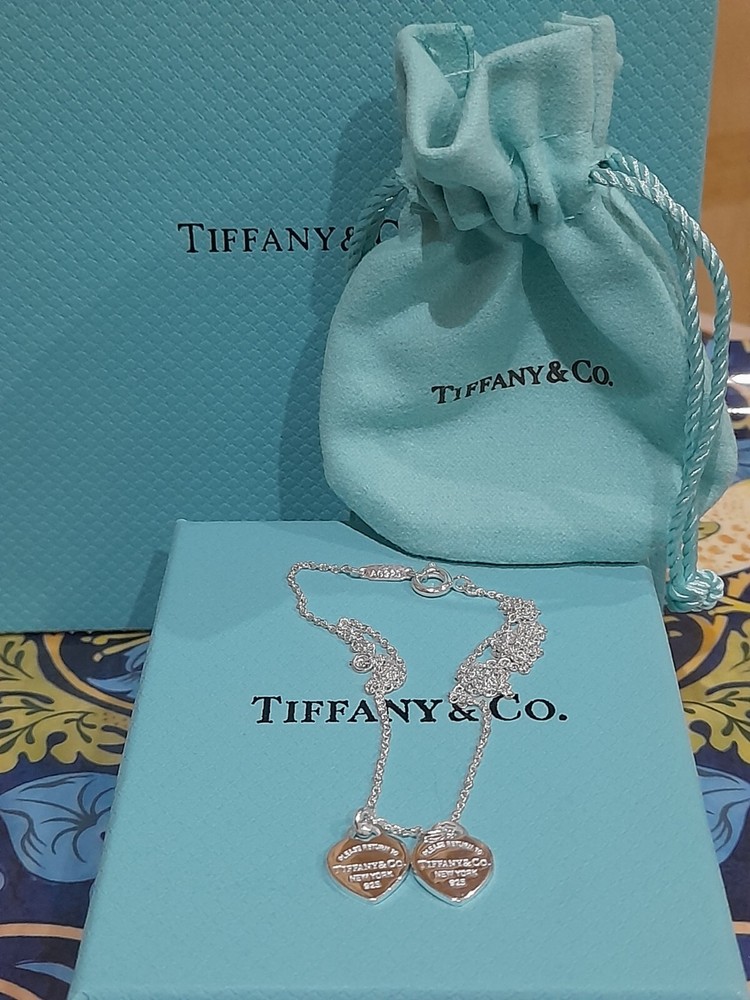Tiffany&Co. 925 ReturnToTiffany Mini Double Heart PendantNecklace Silver 18