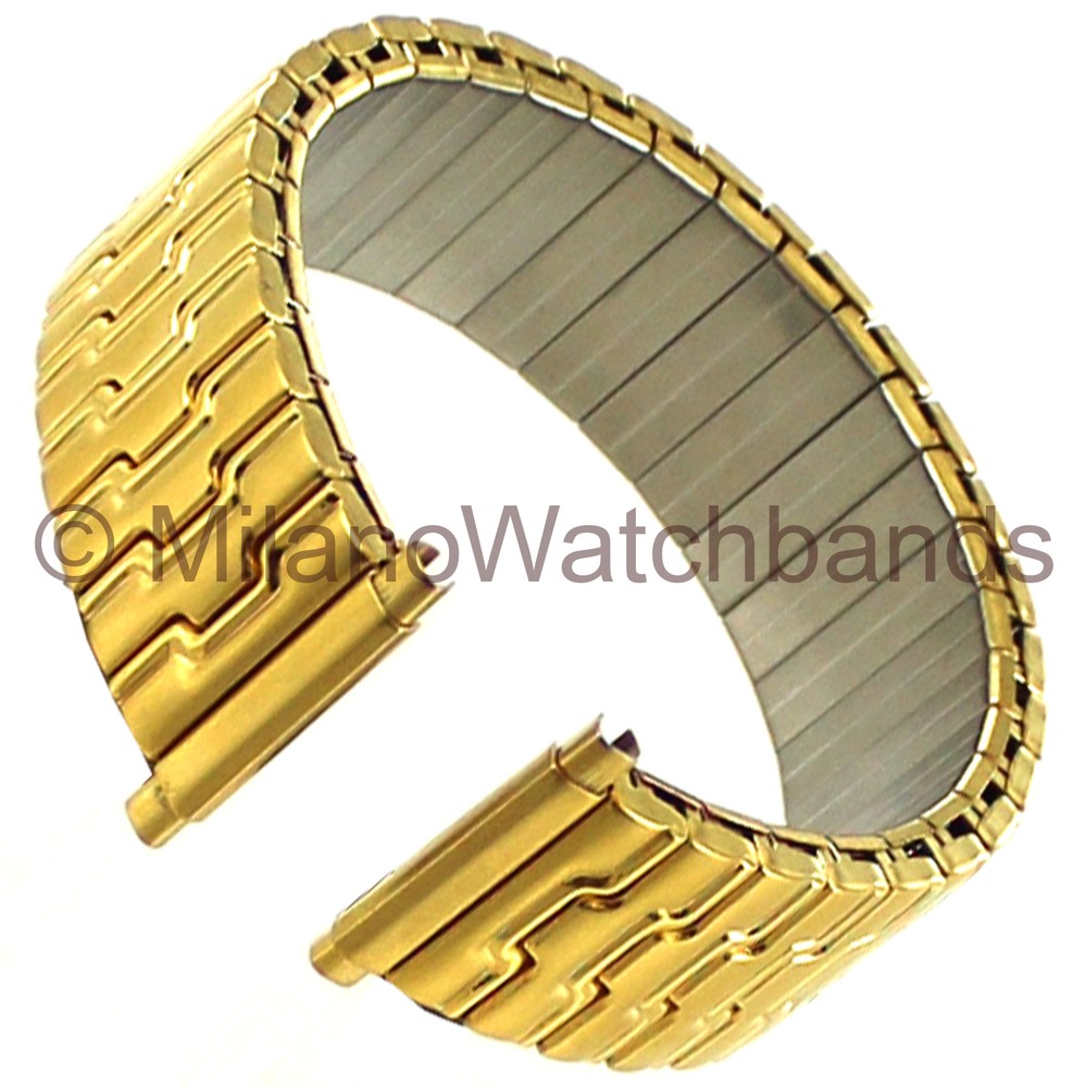 17-22mm Morellato Gold Tone Stainless Twist-O-Flex Unique Lines Watch Band Long