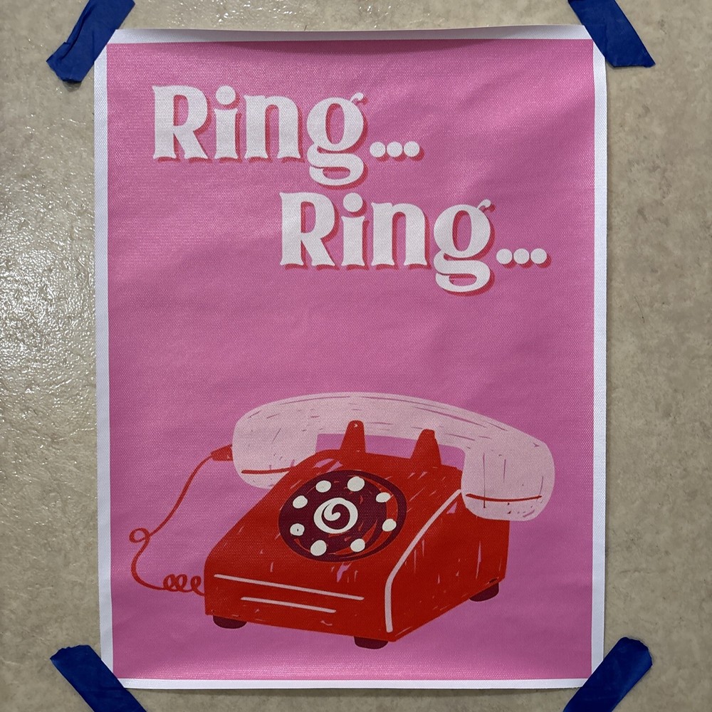 Pink Phone Ring Ring Abstract ✅ Poster Wall Art Canvas Print Decor ✅ 12x18 inch