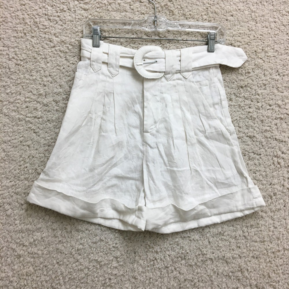 Farm Rio Shorts Extra Small Adult White Tailored Linen High Rise Belted Women XS
